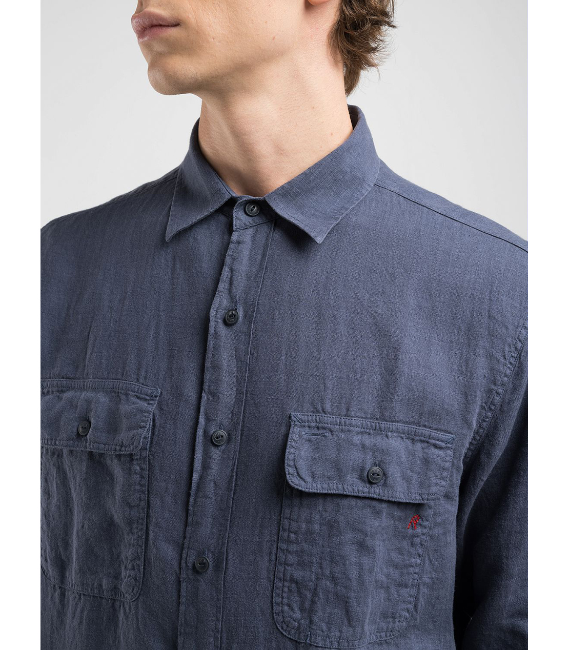 ガーメントダイ リネンシャツ 詳細画像 ブルー 5